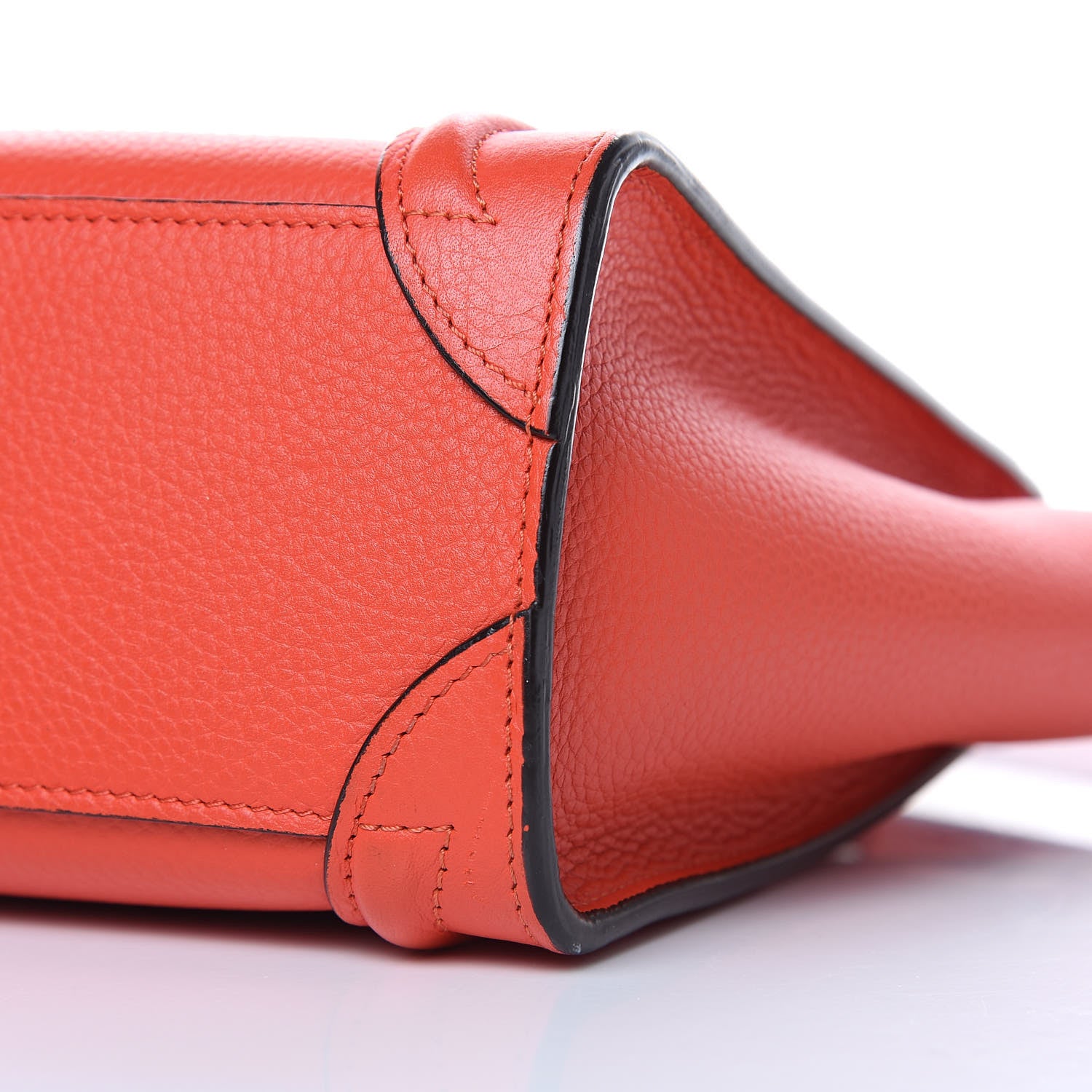 Celine Drummed Calfskin Nano Luggage Vermillion 12 of 12