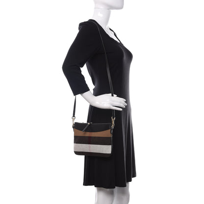 Burberry Mega Check Peyton Crossbody Clutch Bag Black 2 of 9