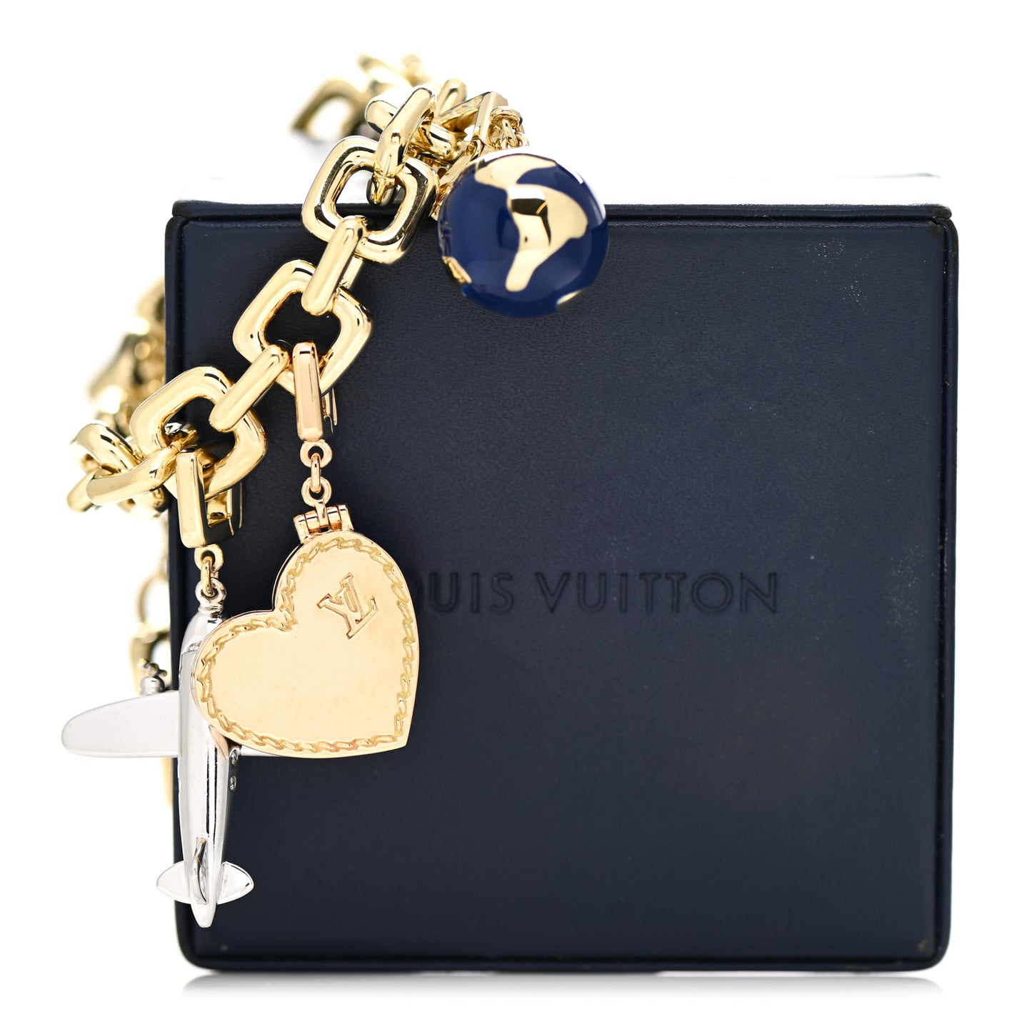 18K Yellow White Gold Diamond Enamel Padlock Charm Bracelet