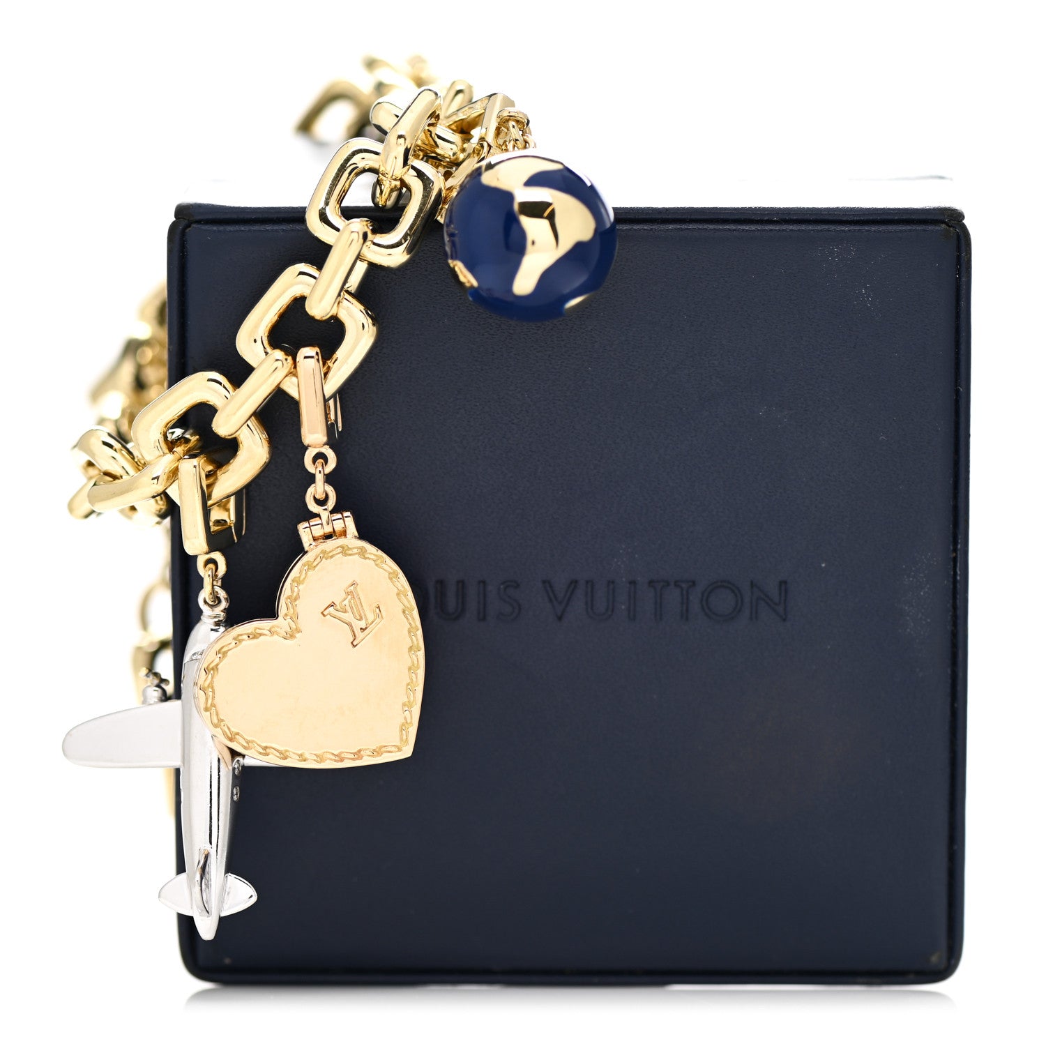 Louis Vuitton 18K Yellow White Gold Diamond Enamel Padlock Charm Bracelet 7 of 7