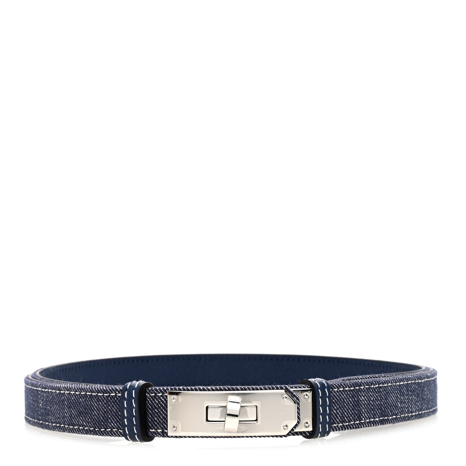 Hermes Epsom Denim Kelly Belt Bleu Indigo Blanc Bleu Navy 1 of 4