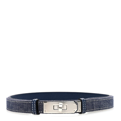 Hermes Epsom Denim Kelly Belt Bleu Indigo Blanc Bleu Navy 1 of 4