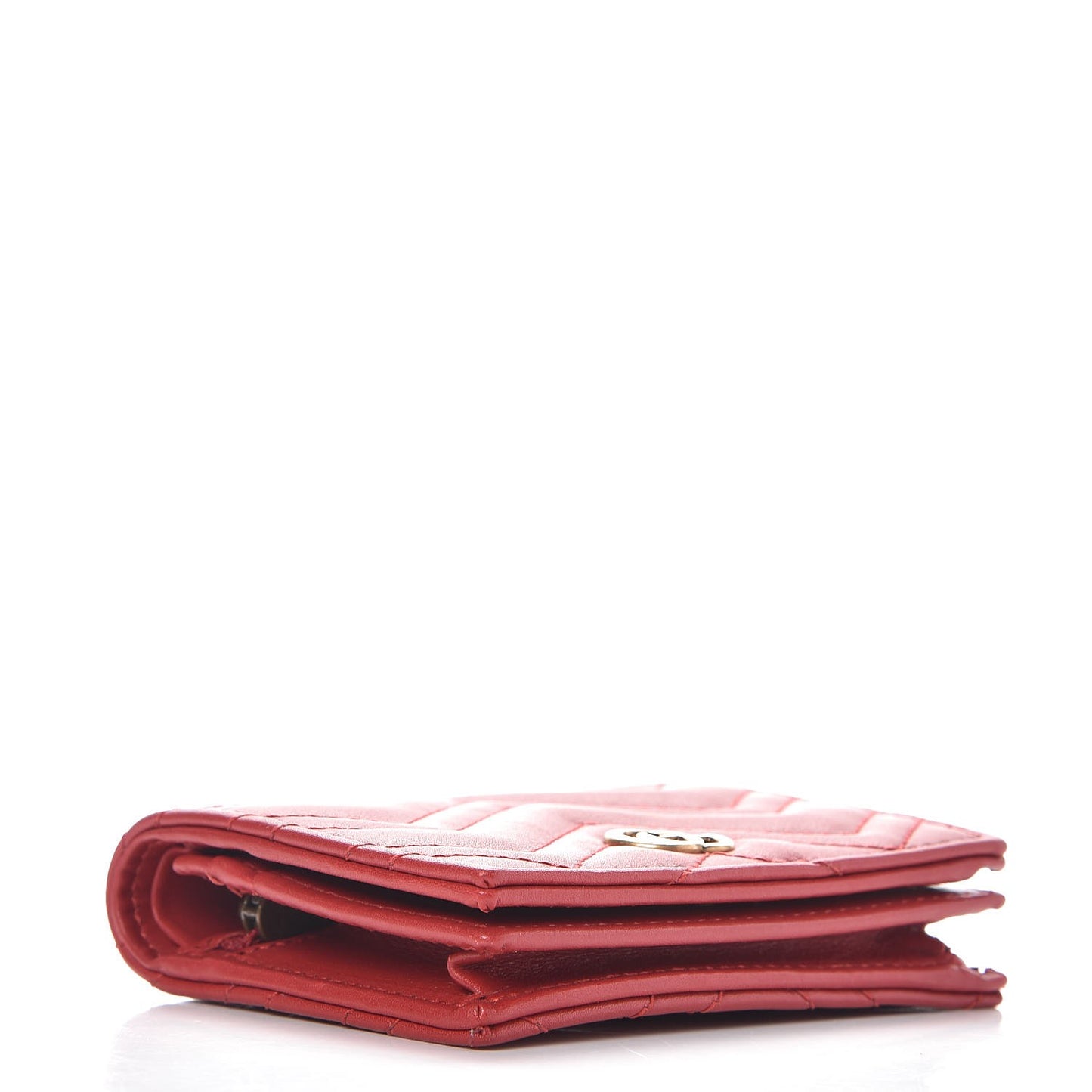 Calfskin Matelasse GG Marmont Card Case Wallet Hibiscus Red