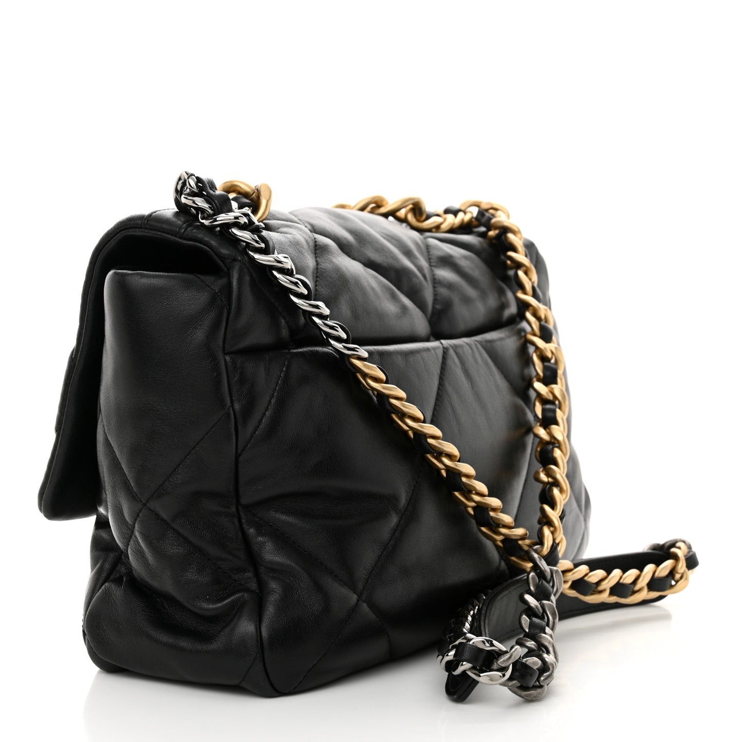 Lambskin Quilted Large Chanel 19 Flap Black