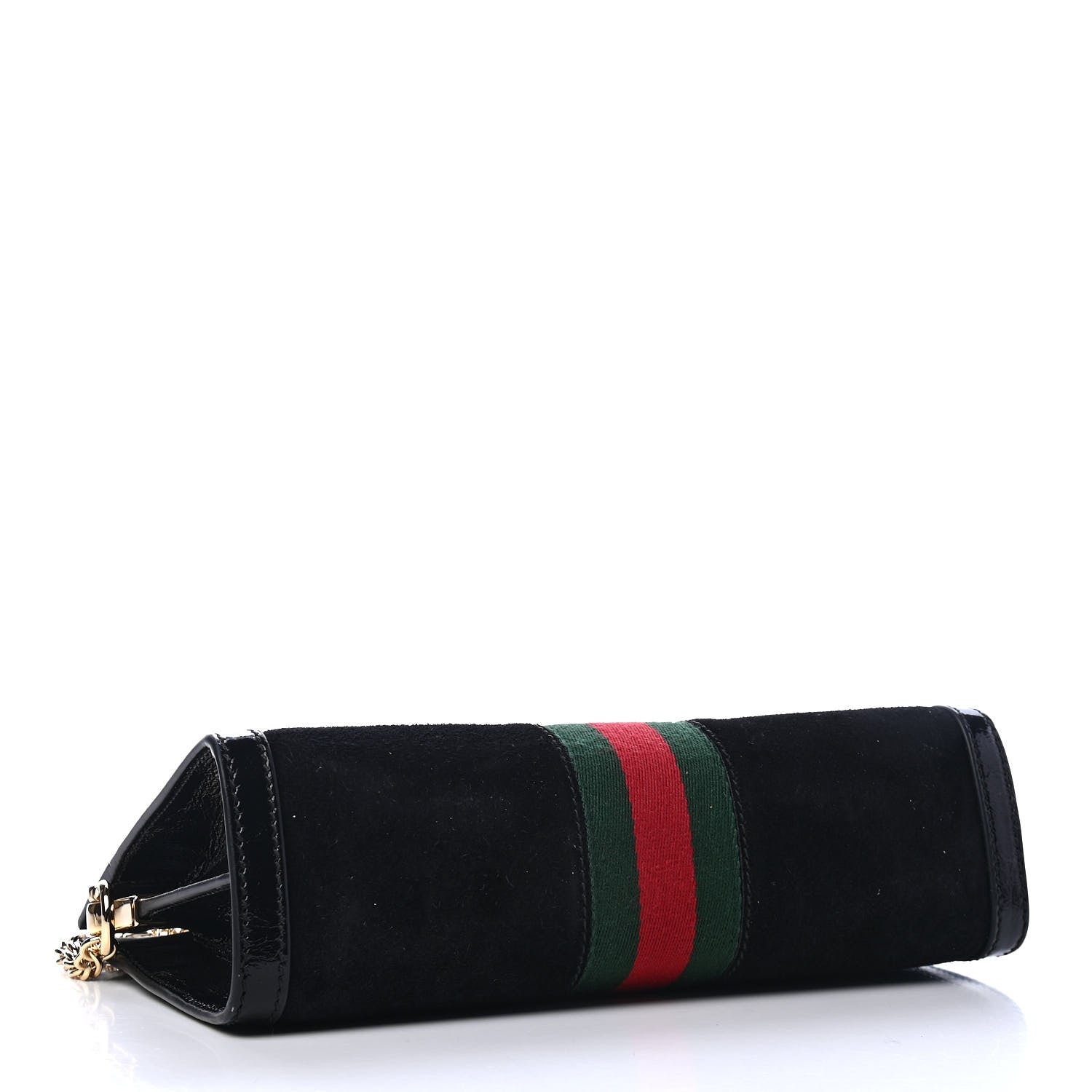 Gucci Suede Patent GG Web Small Ophidia Chain Shoulder Bag Black 3 of 4