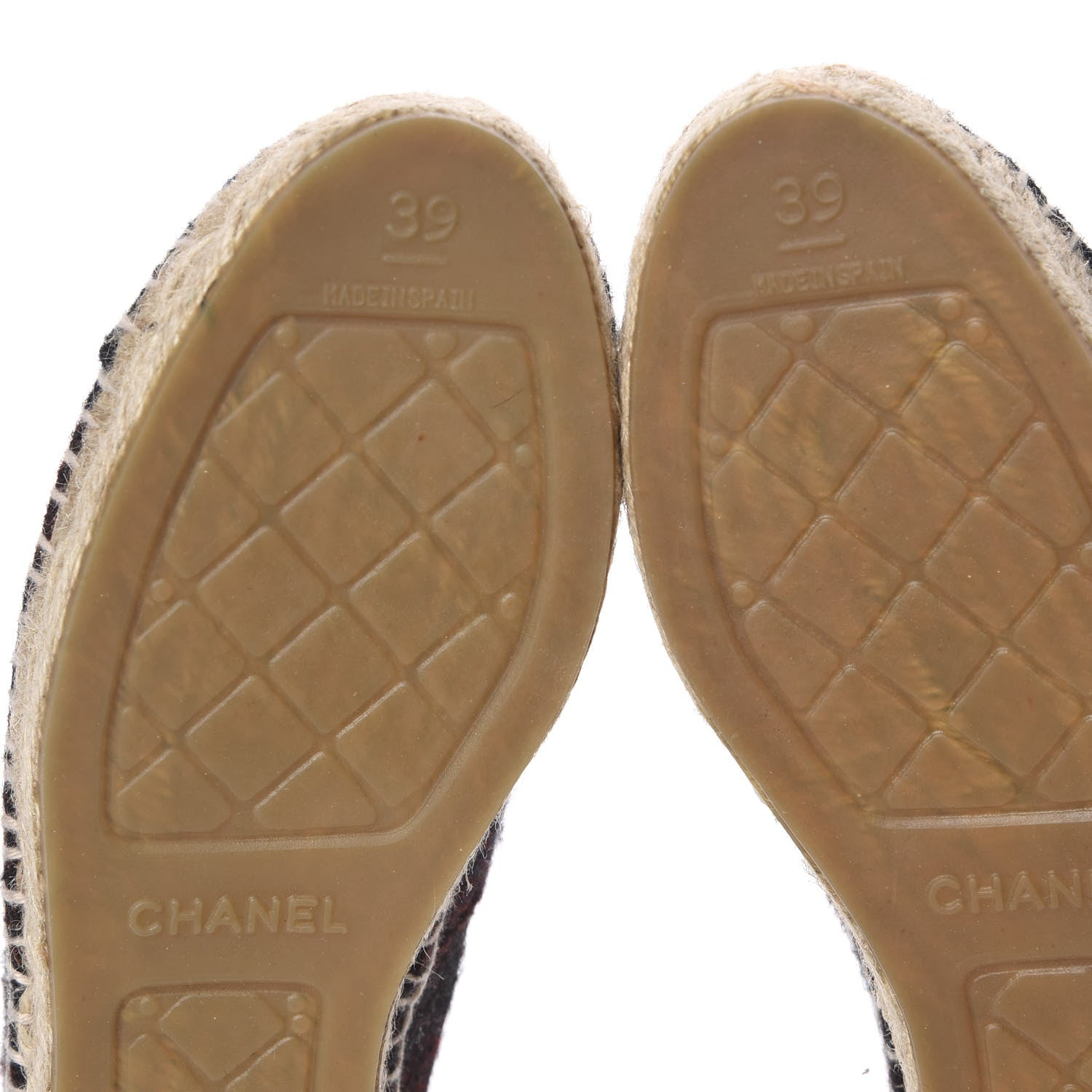 Chanel Plaid Wool CC Espadrilles 39 Navy Dark Red 12 of 13