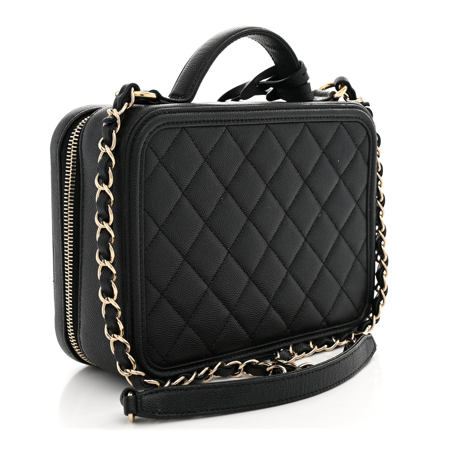Caviar Quilted Medium CC Filigree Vanity Case Black