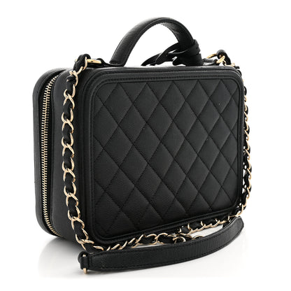 Chanel Caviar Quilted Medium CC Filigree Vanity Case Black 3 of 11