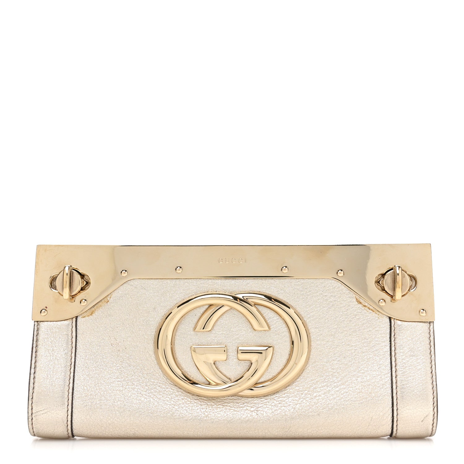 Gucci Metallic Calfskin Britt Clutch Gold 1 of 11