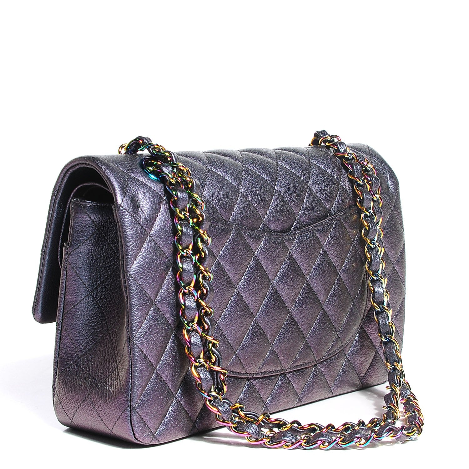 Chanel Iridescent Goatskin Quilted Medium Flap Purple 3 of 9