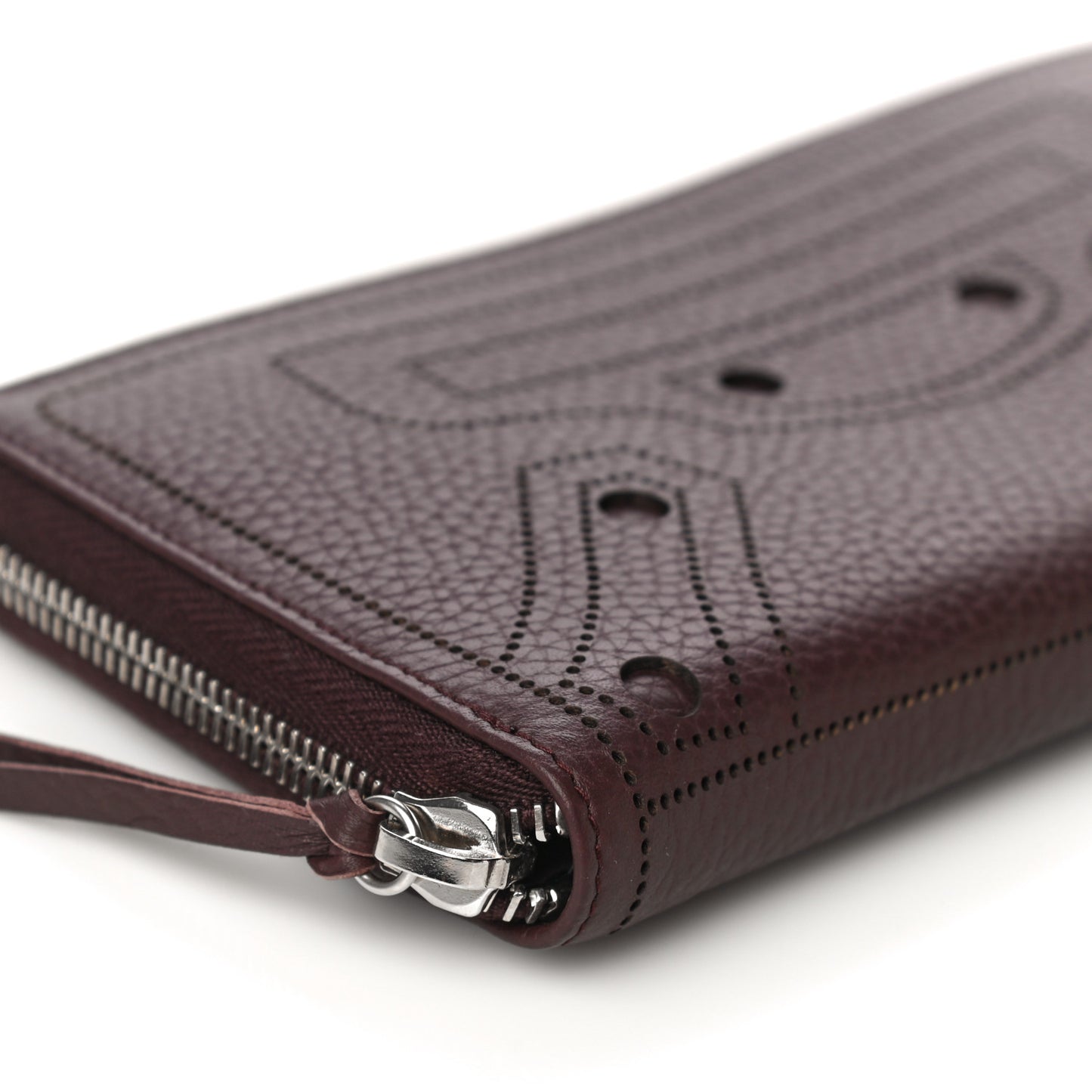 Veau Grana Perforated Blackout Hardware Continental Zip Around Wallet Rouge Acajou