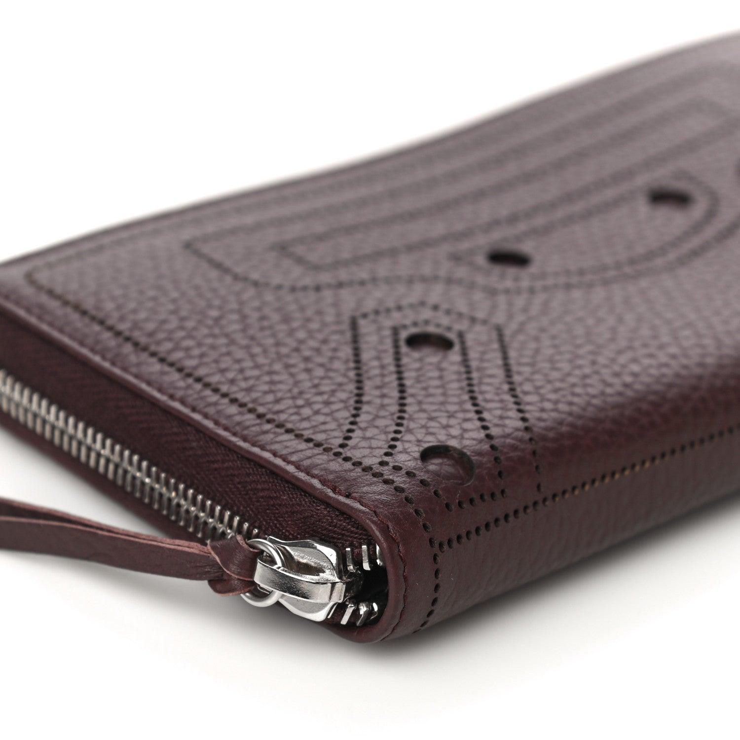 Balenciaga Veau Grana Perforated Blackout Hardware Continental Zip Around Wallet Rouge Acajou 7 of 9