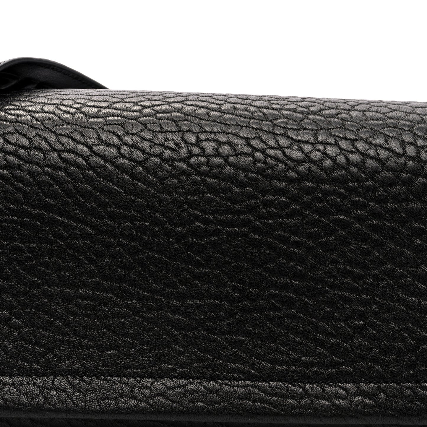 Pebbled Lambskin Medium Ricco Flap Bag Black