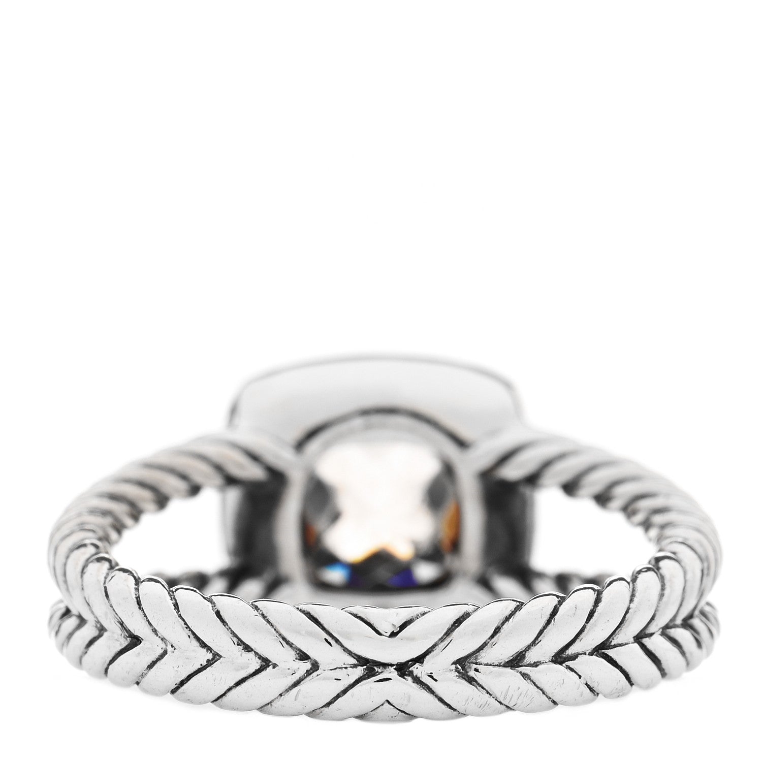 David Yurman Sterling Silver Diamond Morganite 7mm Petite Albion Ring 57 8 4 of 5