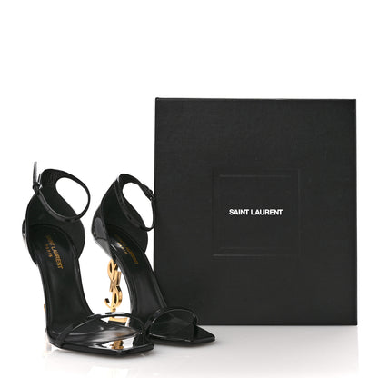 Saint Laurent Patent Calfskin Opyum 110 Sandals 40 Black Gold 9 of 9