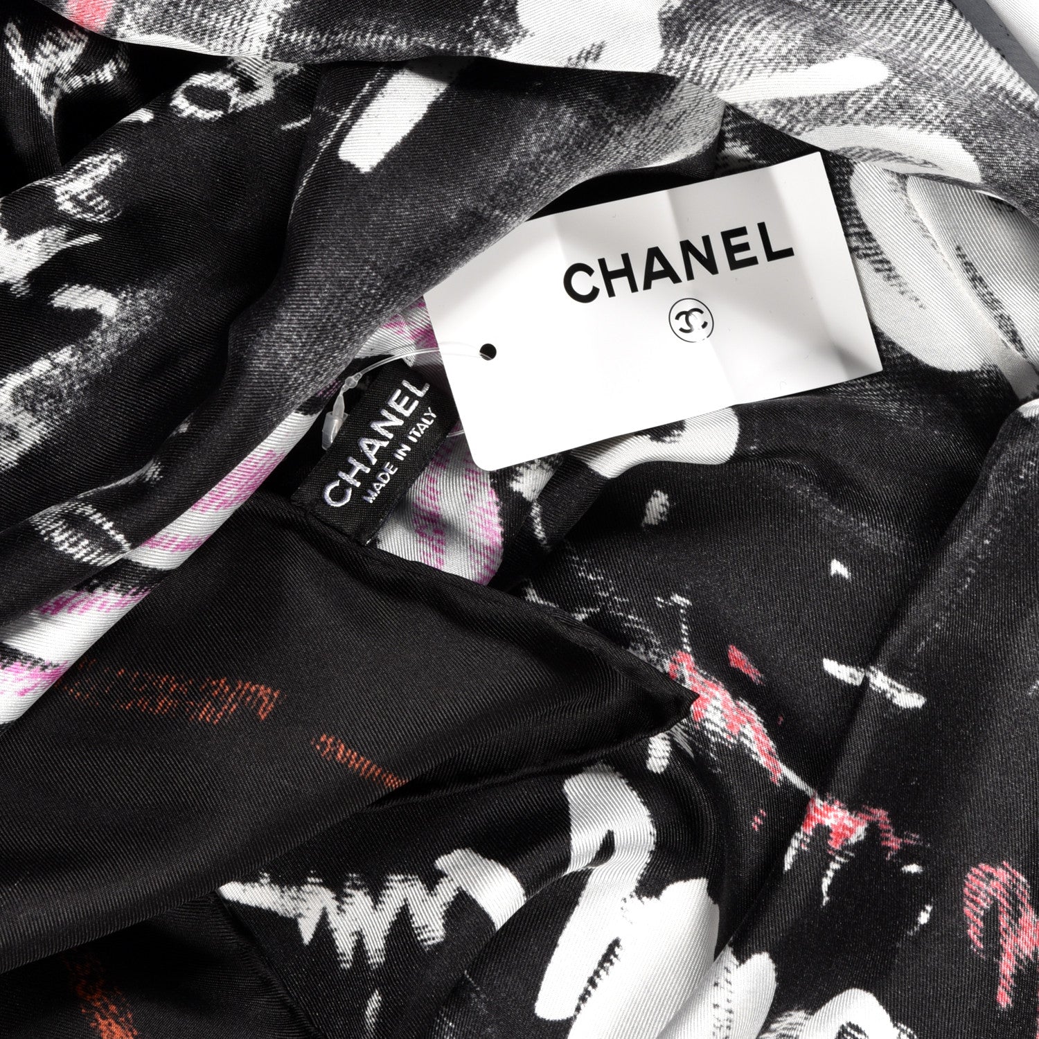 Chanel Silk Square Scarf Black 3 of 3