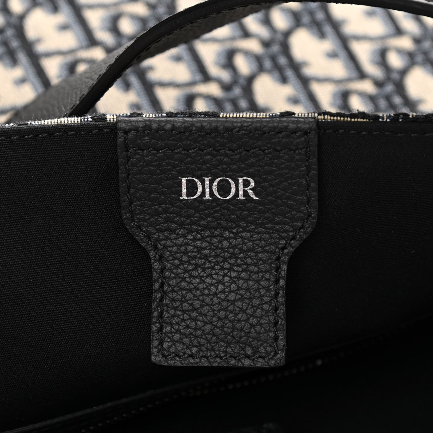 Oblique Saddle Tote Beige Black