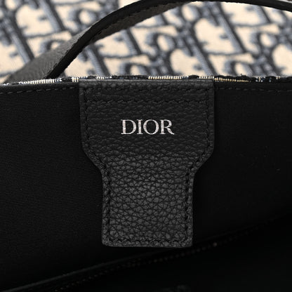 Christian Dior Oblique Saddle Tote Beige Black 6 of 11