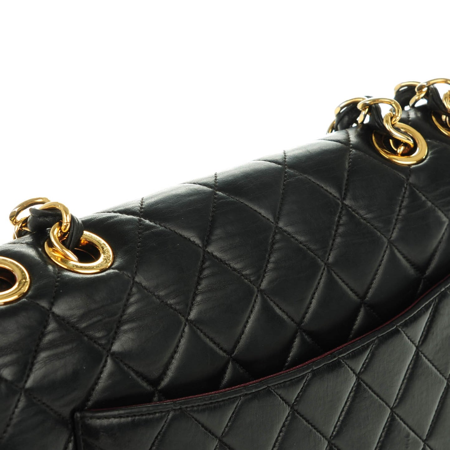 Lambskin Quilted Jumbo Flap Black