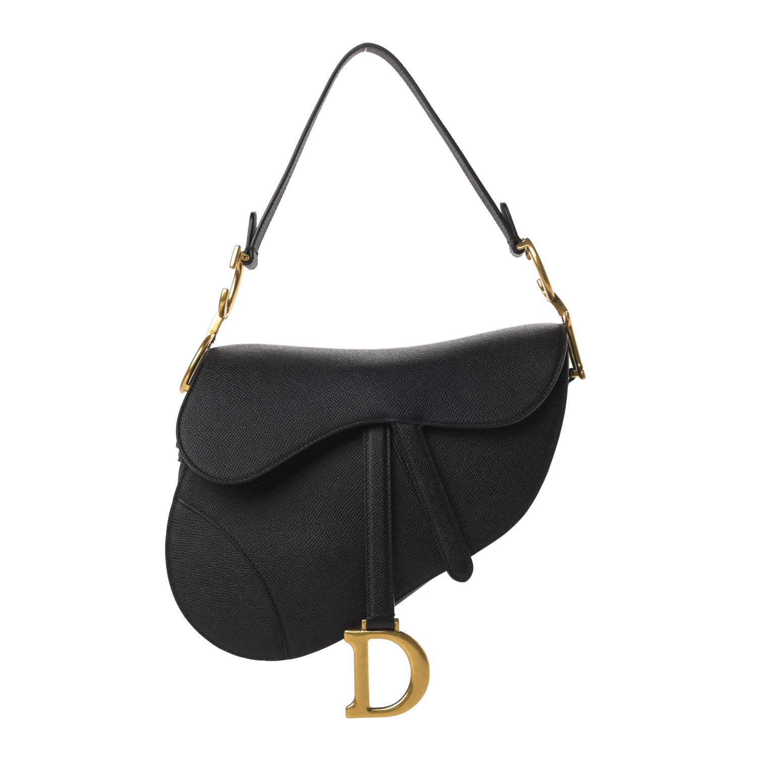 Christian Dior Grained Calfskin Saddle Bag Black 1 of 11