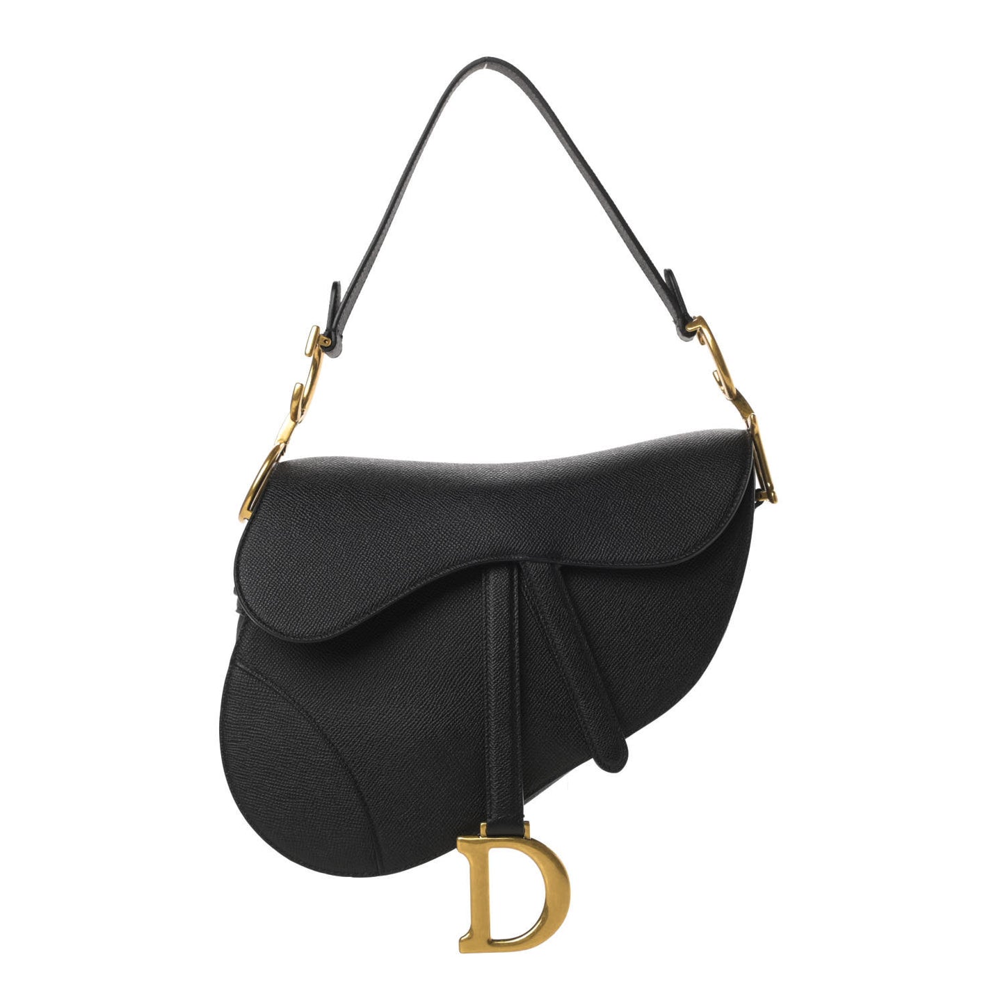 Grained Calfskin Saddle Bag Black