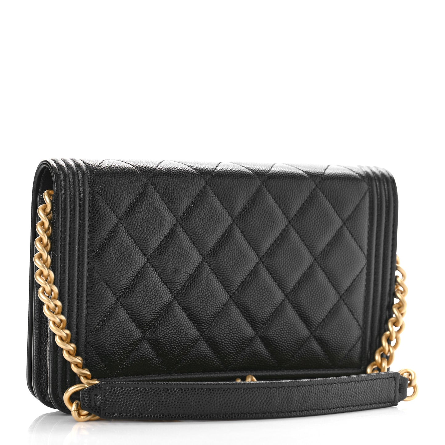 Caviar Quilted Boy Wallet On Chain WOC Black