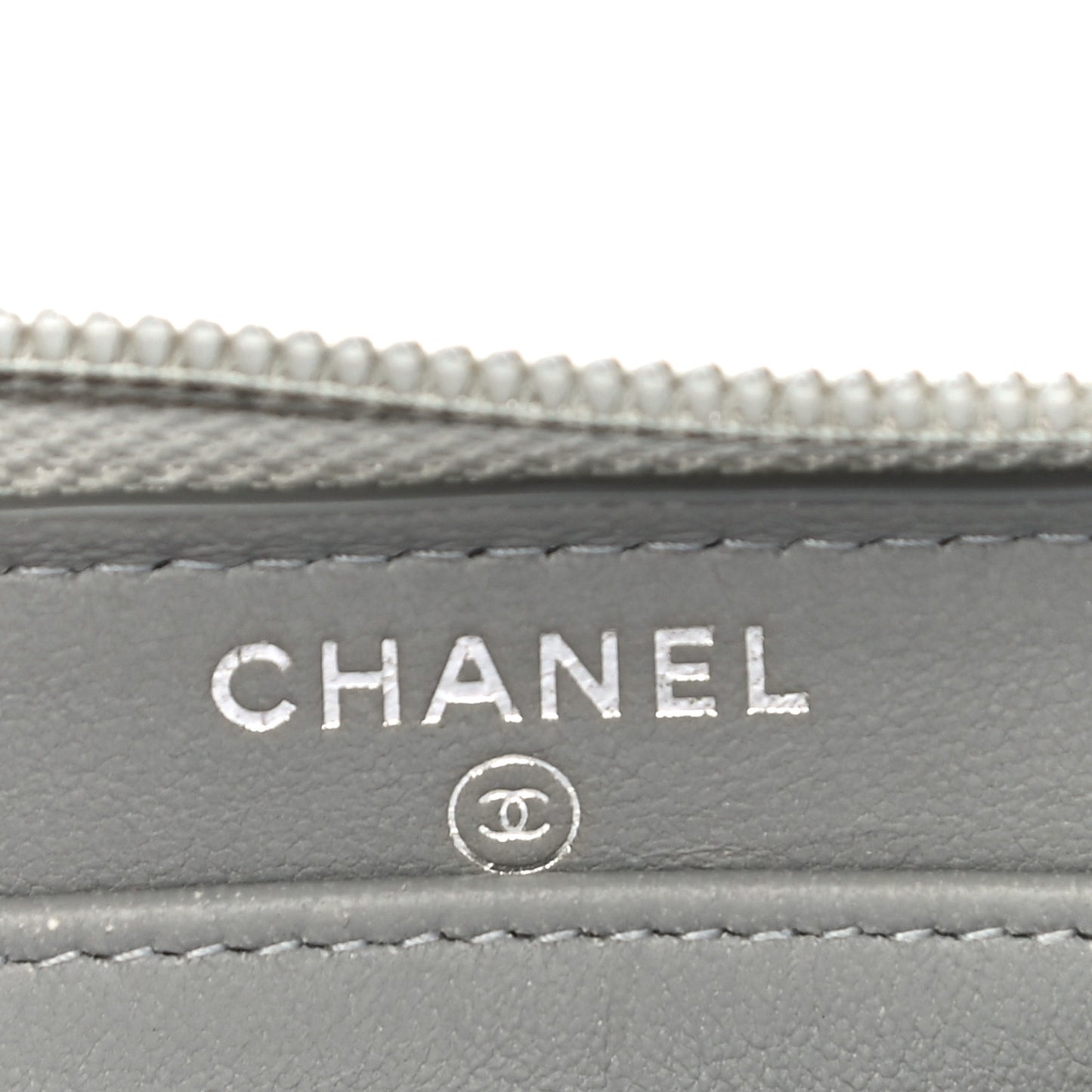 Metallic Caviar Chevron Quilted Boy Small Zip Around Wallet Silver