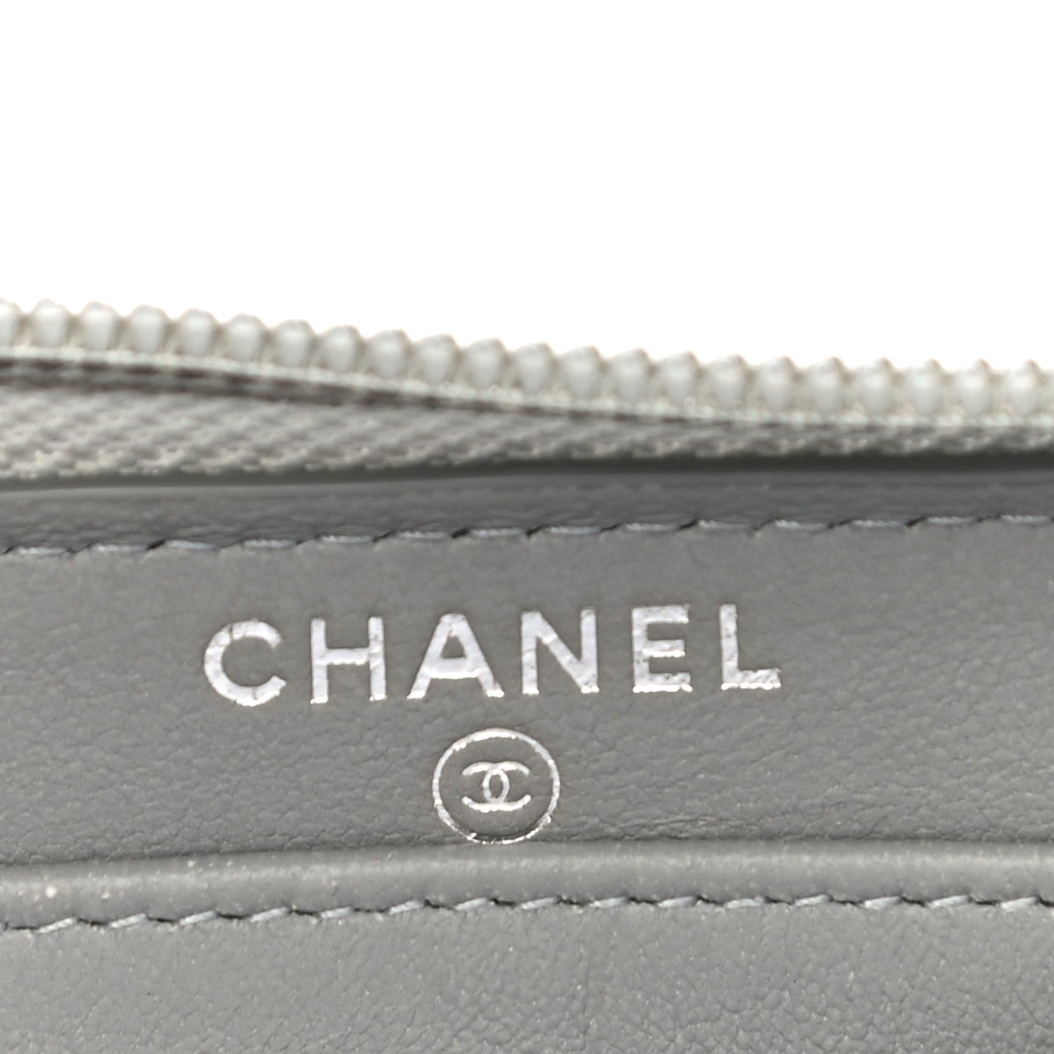 Chanel Metallic Caviar Chevron Quilted Boy Small Zip Around Wallet Silver 6 of 17