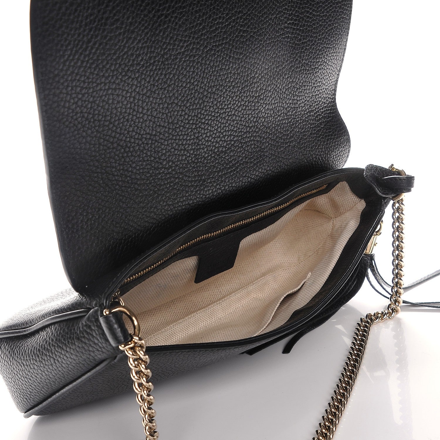Gucci Pebbled Calfskin Medium Soho Flap Crossbody Black 5 of 9