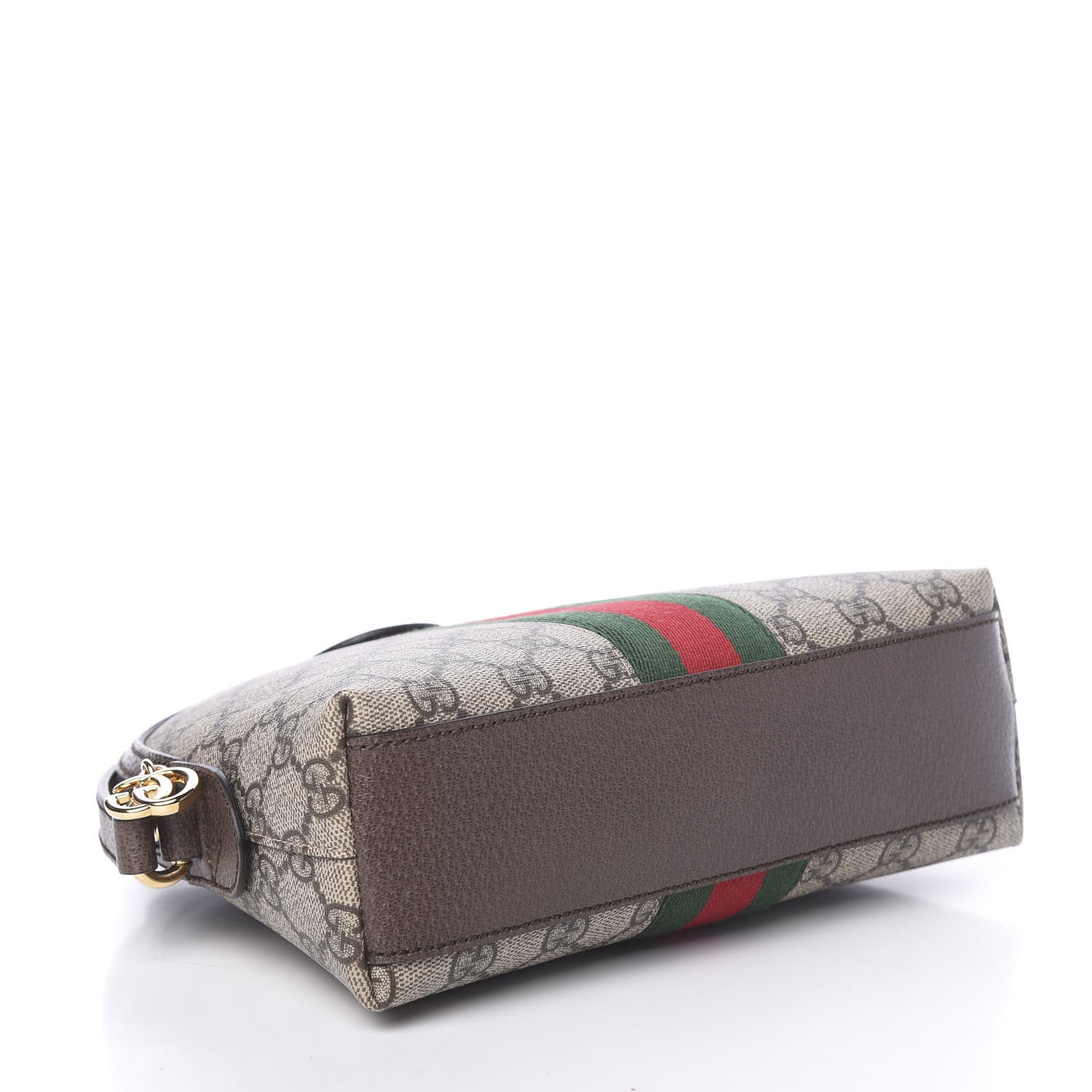 Gucci GG Supreme Monogram Textured Dollar Calfskin Web Small Ophidia Dome Shoulder Bag Beige Ebony New Acero 4 of 10