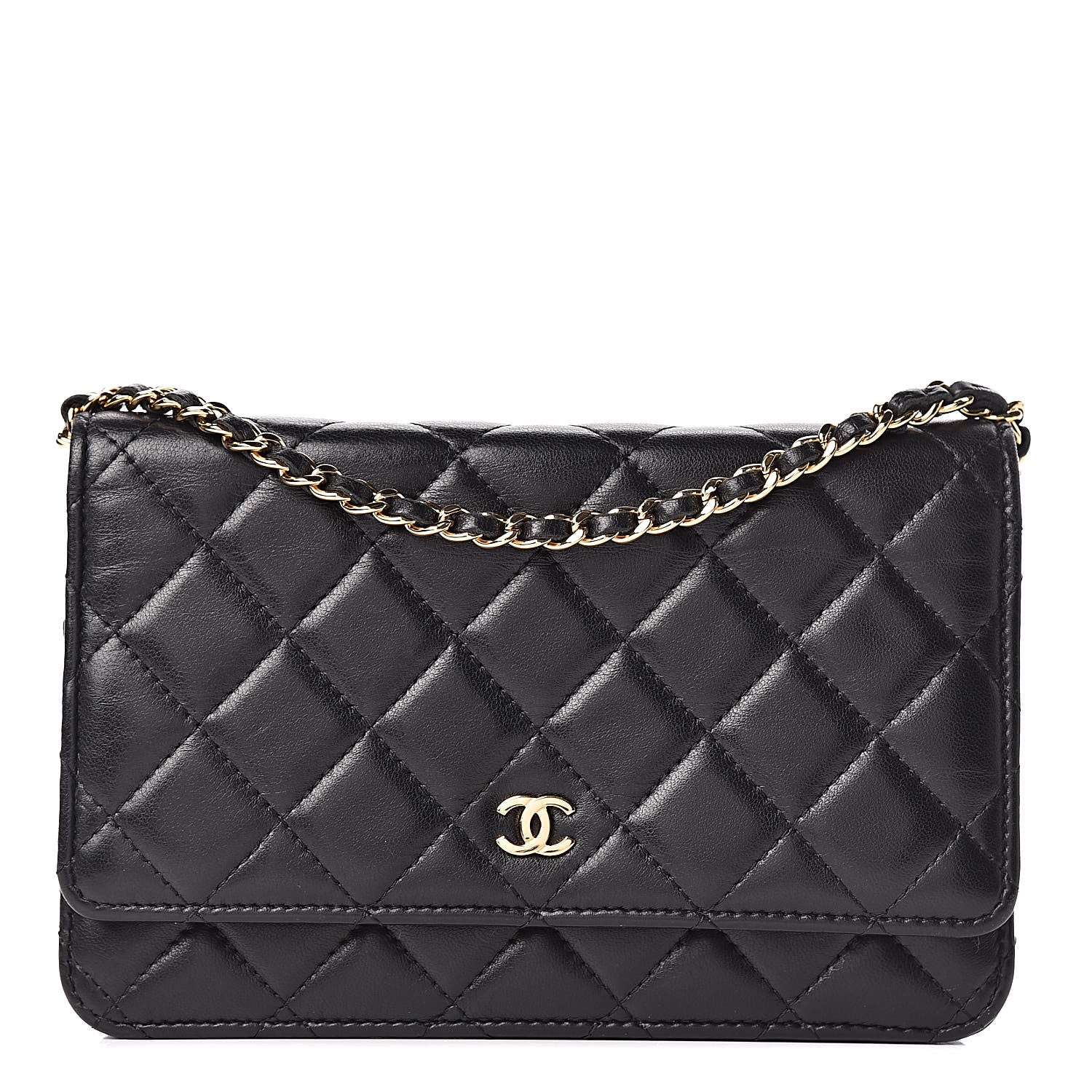 Chanel Lambskin Quilted Wallet On Chain WOC Black 1 of 14