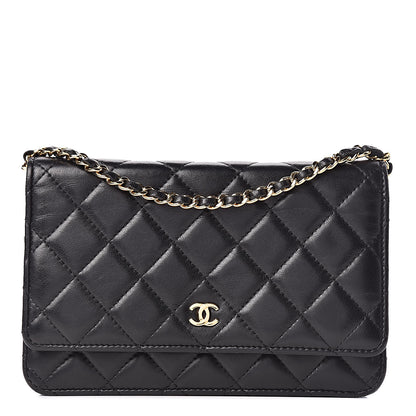 Chanel Lambskin Quilted Wallet On Chain WOC Black 1 of 14