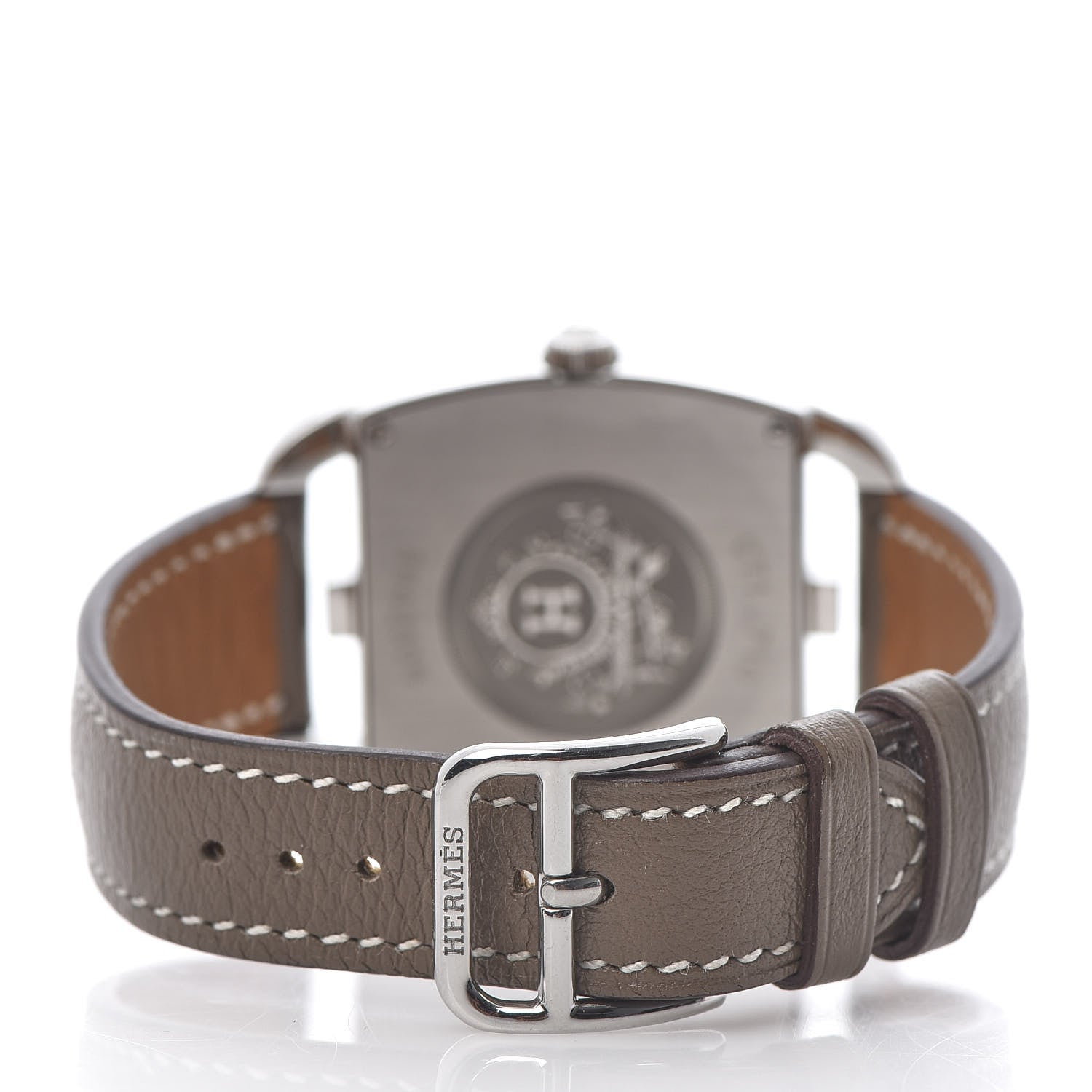 Hermes Stainless Steel Swift 33mm Cape Cod Tonneau Quartz Watch Etoupe 4 of 6