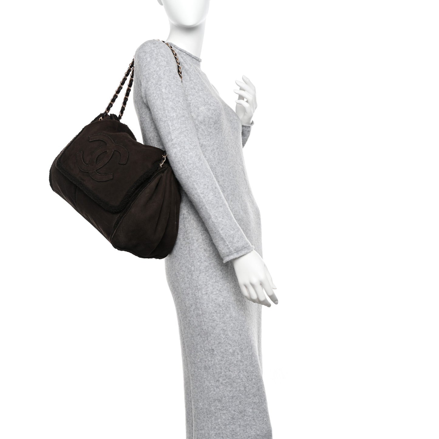 Shearling Accordion Flap Brown