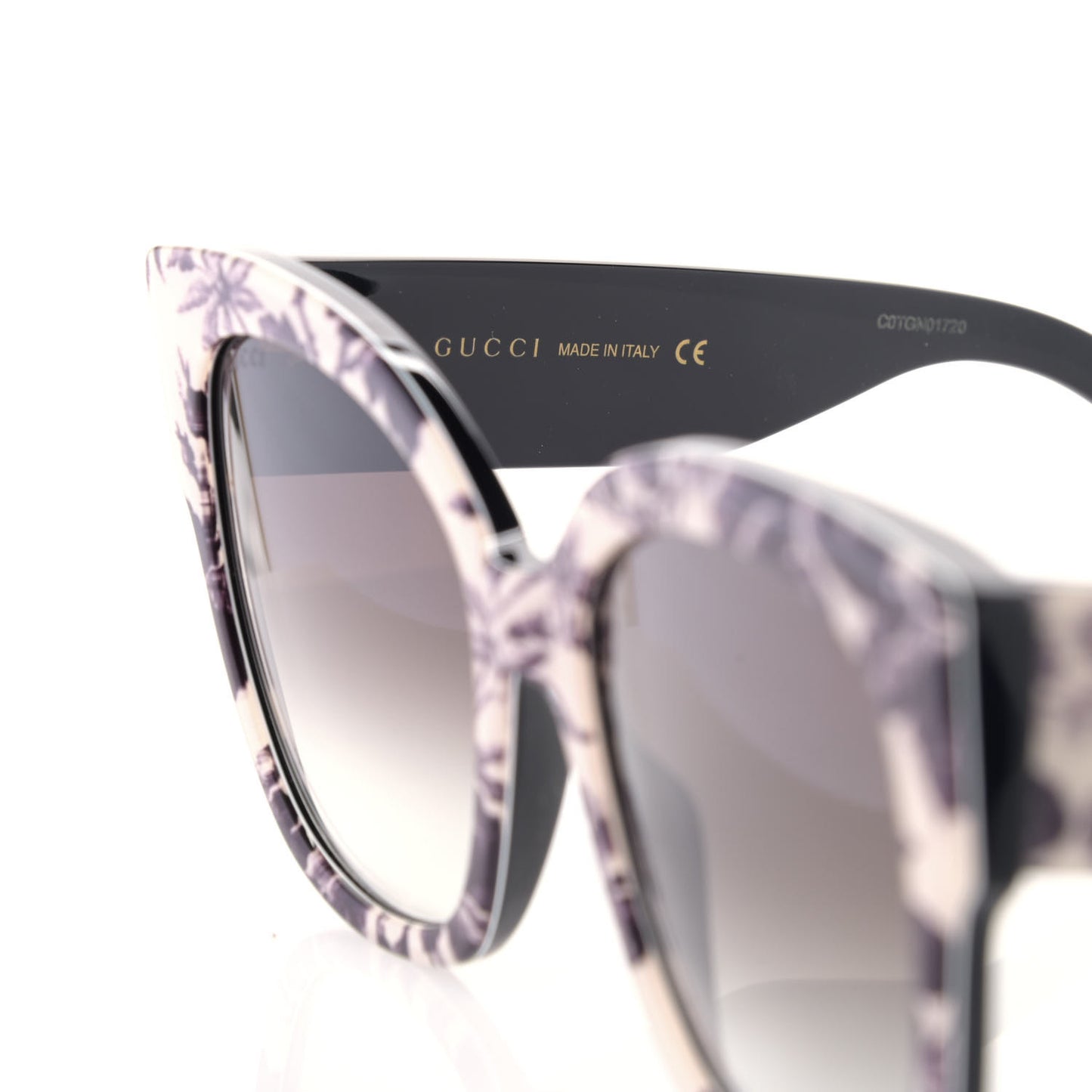 Acetate Herbarium Print Square Frame Sunglasses GG0059S White