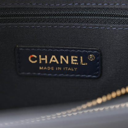 Chanel Grained Calfskin Stitched Small Lady Coco Top Handle Tote Navy 6 of 12