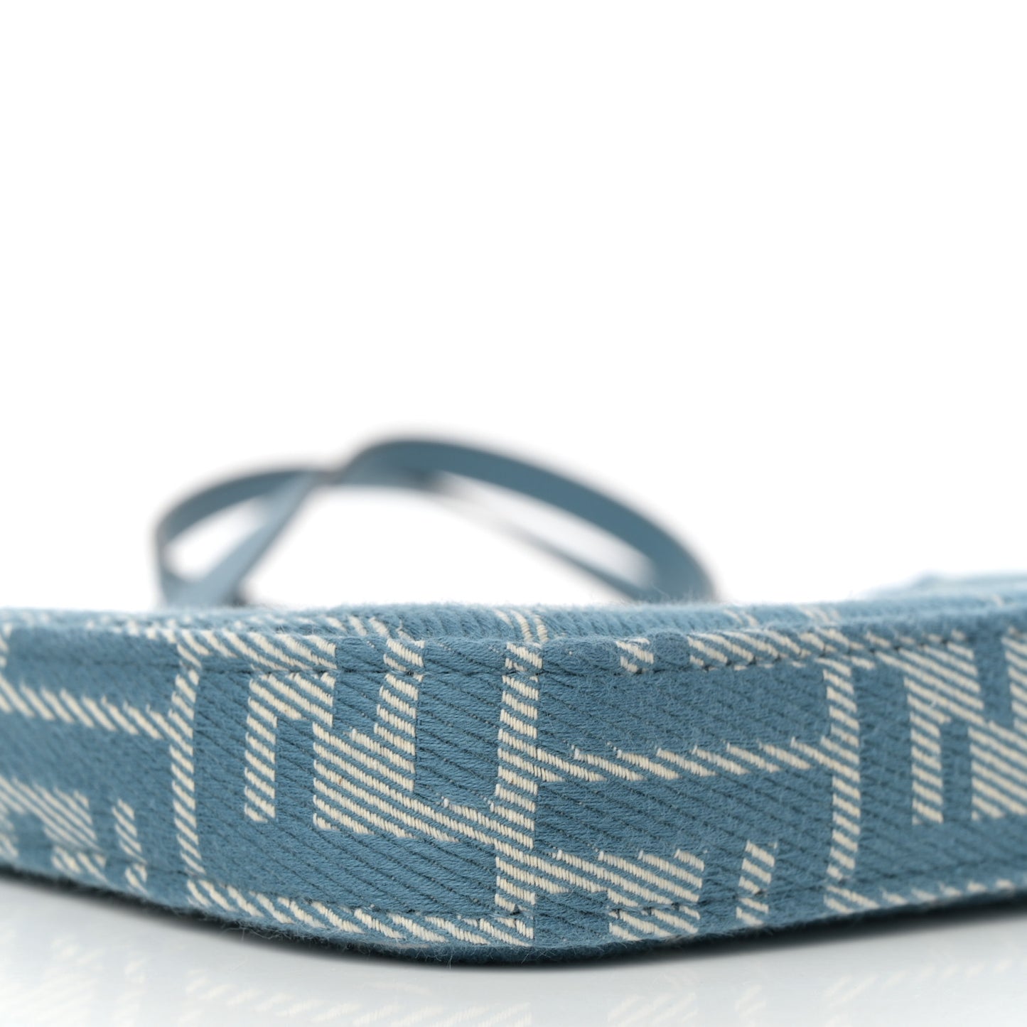Denim Effect Fabric Jacquard FF Baguette Pouch Blue