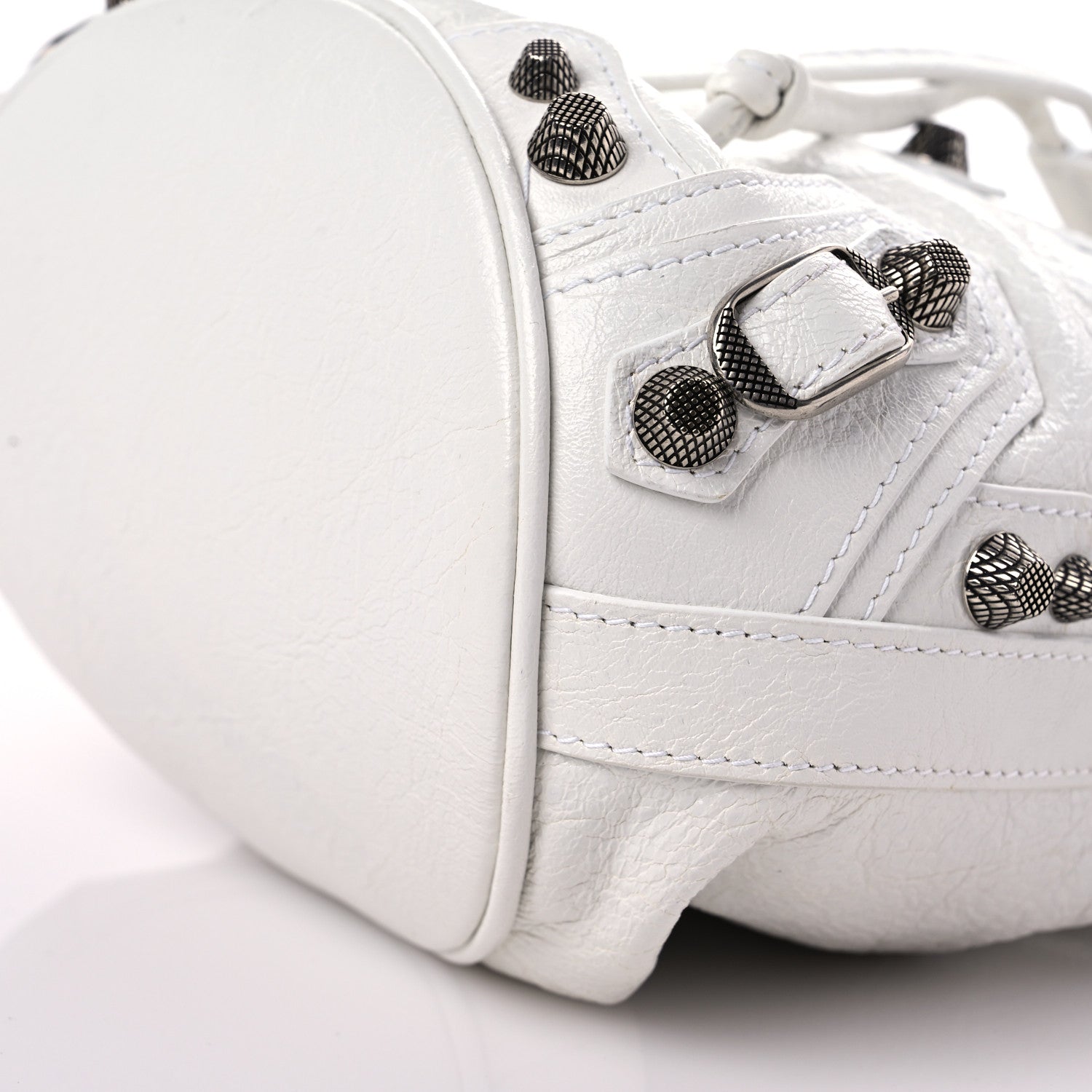 Balenciaga Agneau Arena Le Cagole Bucket Bag XS Optic White 9 of 10