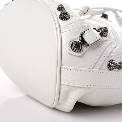 Balenciaga Agneau Arena Le Cagole Bucket Bag XS Optic White 9 of 10