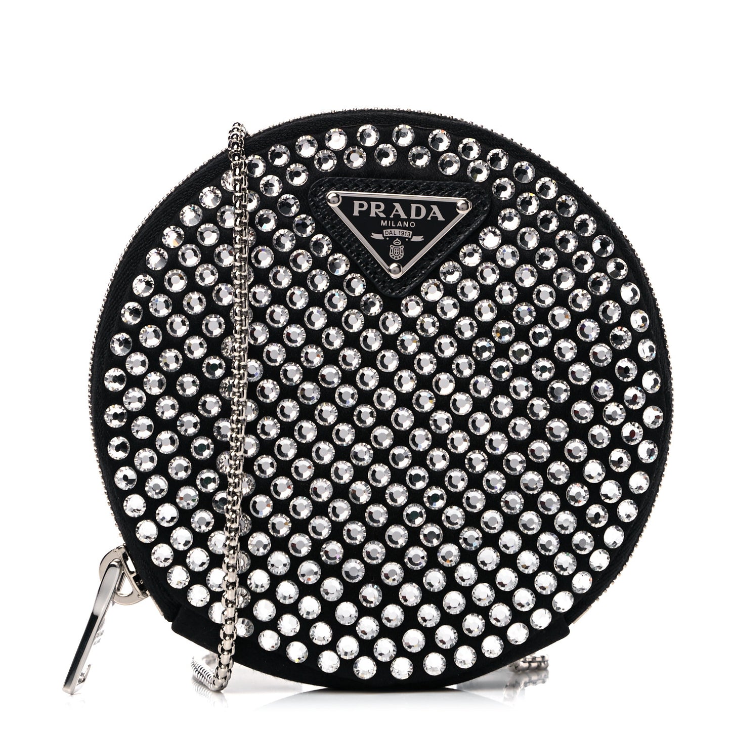 Satin Crystal Round Shoulder Bag Cristal