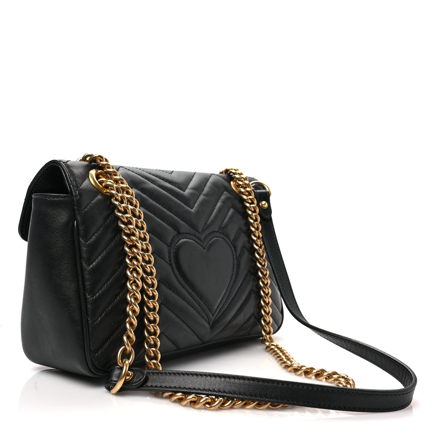 Calfskin Matelasse Small GG Marmont Shoulder Bag Black