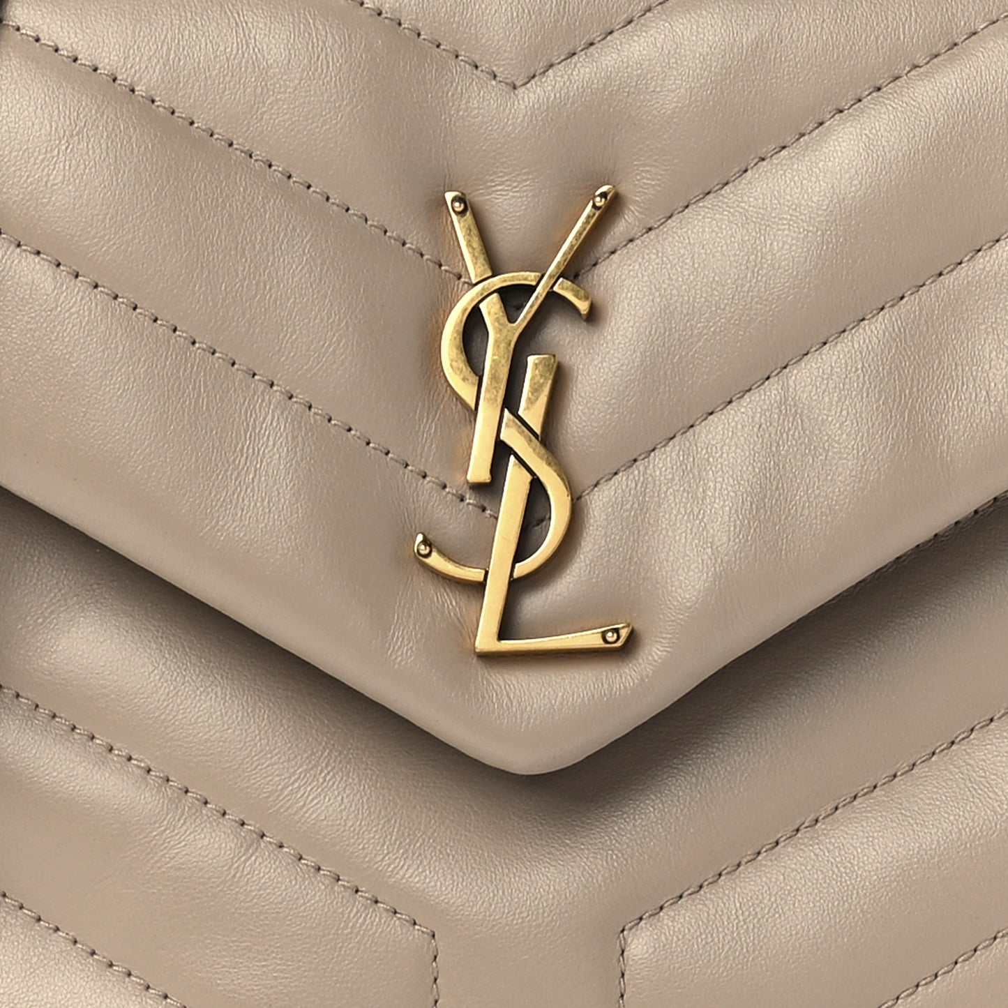 Calfskin Y Quilted Monogram Small Loulou Chain Satchel Dark Beige