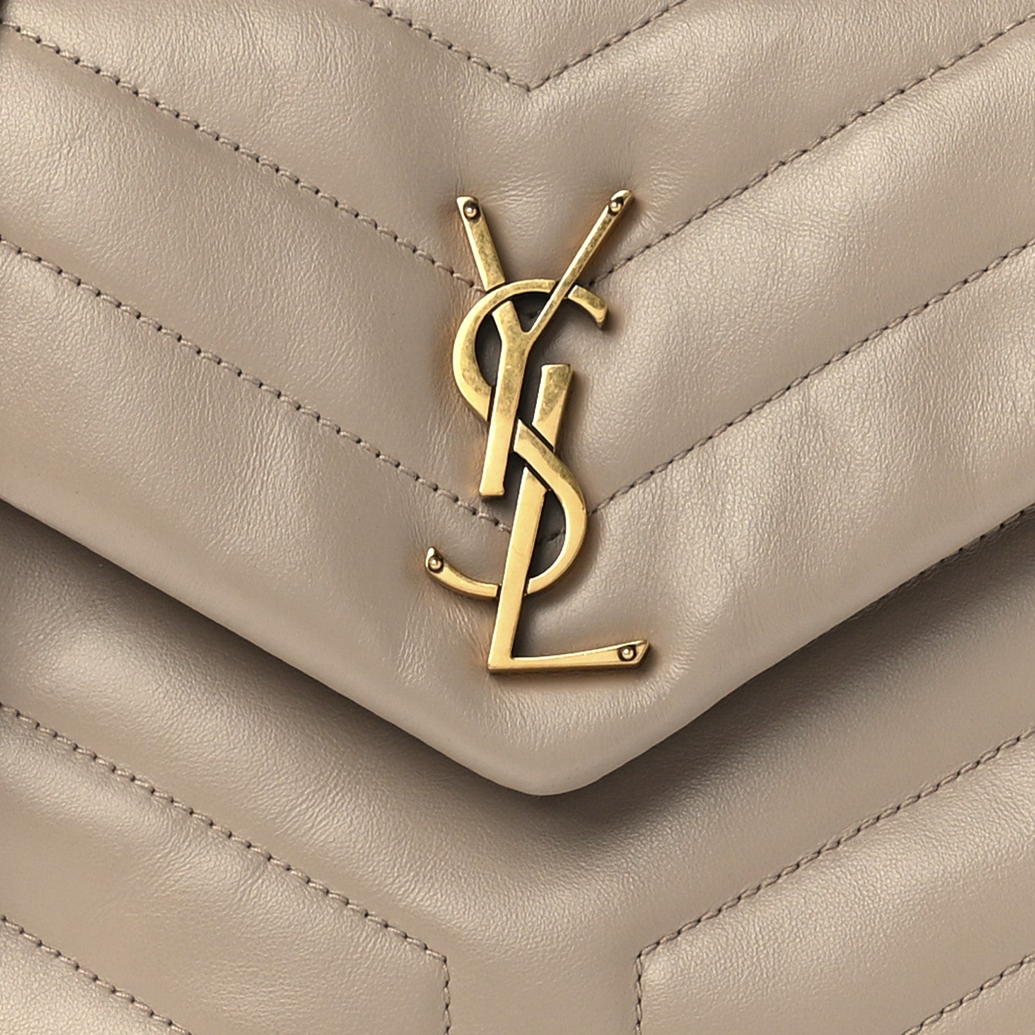 Saint Laurent Calfskin Y Quilted Monogram Small Loulou Chain Satchel Dark Beige 10 of 14