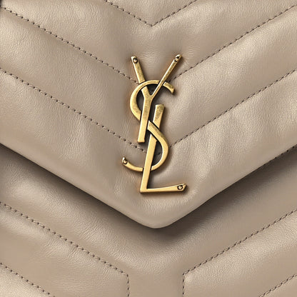 Saint Laurent Calfskin Y Quilted Monogram Small Loulou Chain Satchel Dark Beige 10 of 14