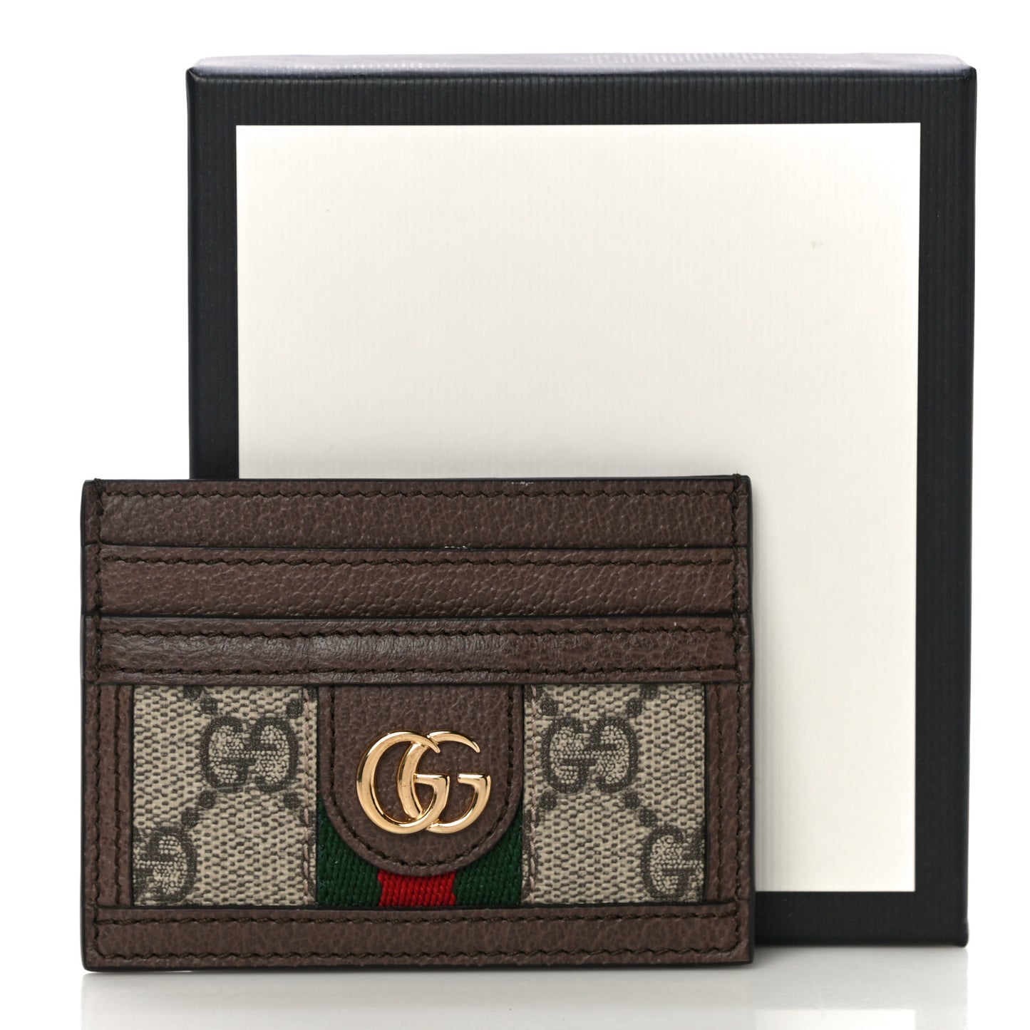 GG Supreme Monogram Ophidia Card Holder Brown