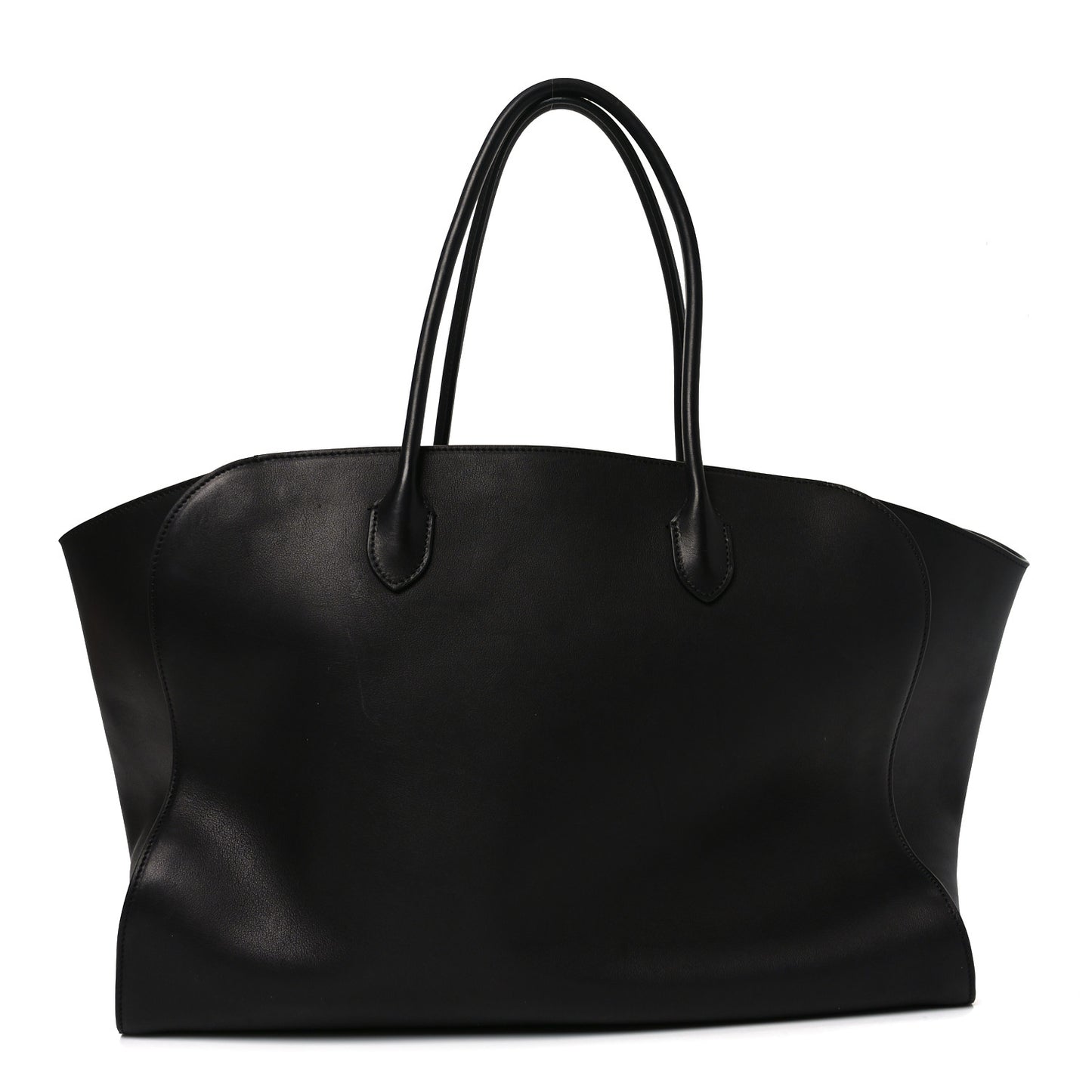 Polished Saddle Calfskin Marlo Tote Bag Black