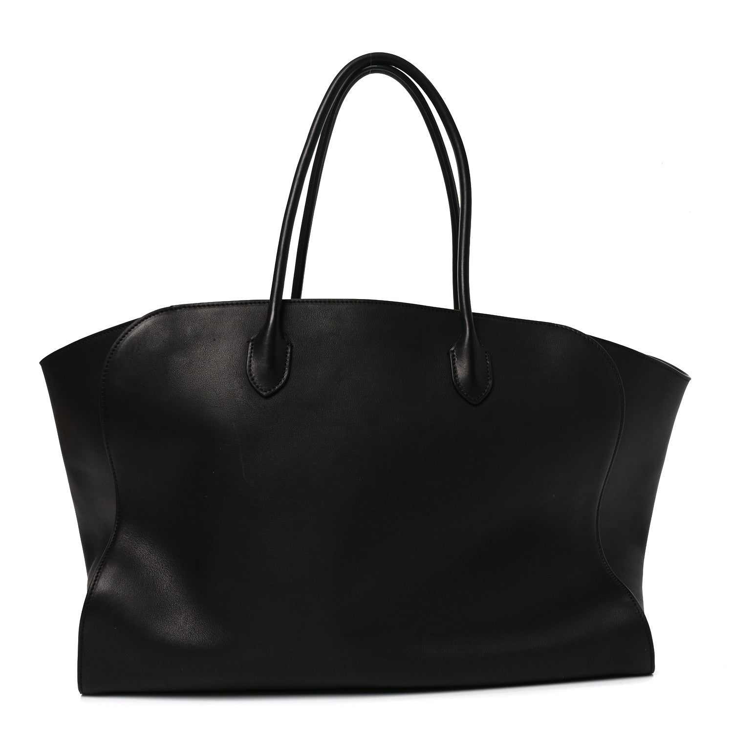 The Row Polished Saddle Calfskin Marlo Tote Bag Black 1 of 9
