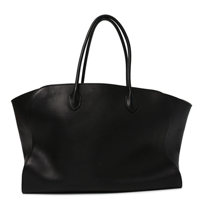The Row Polished Saddle Calfskin Marlo Tote Bag Black 1 of 9
