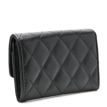 Chanel Caviar Quilted Crystal CC Flap Card Holder Black 3 of 9