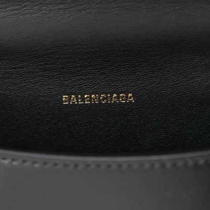 Balenciaga Shiny Box Calfskin Hourglass Top Handle Bag XS Black 6 of 9